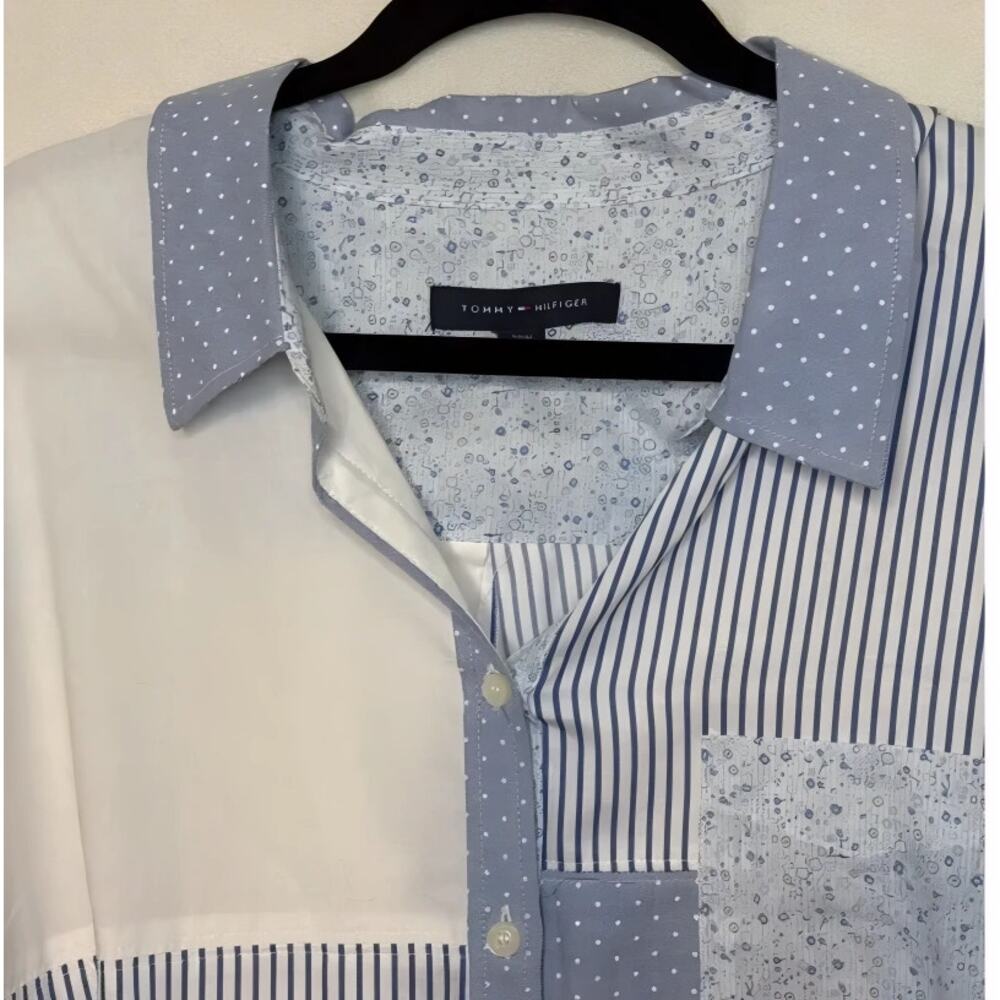 Tommy Hilfiger Patchwork Striped Button Down Tuni… - image 2